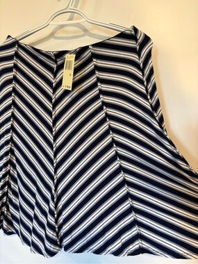 Max Studio Navy and White Diagonal Stripe Dress
